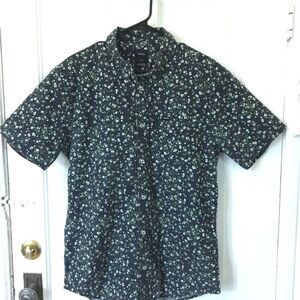 RVCA Navy Short-Sleeve Floral Button-Up Shirt